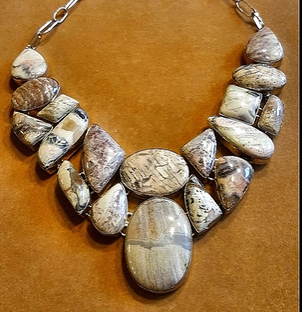 Jasper & Feldspar Natural Stone Statement Necklace